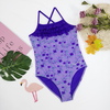 2021 little girl one-piece with crossing back , laser cut ruffle  on the front neck