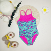 2021 little girl one-piece with crossing back , laser cut ruffle  on the front neck