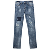 Blue Destroyed Repair Jeans