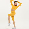 New Yoga Fitness Breathable Belt Zipper Long Sleeve Shorts Women Yoga Clothes