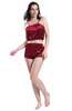 Sexy Pajama Sets for Women Velour Paghetti Strap Crop Top and Shorts Cute 2 Pieces Summer Sleepwear