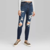 dark blue destroyed jeans