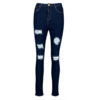 dark blue distressed skinny jeans