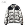 Men's Padded Jacket with Shiny Fabric Contrast