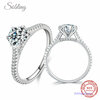 Sobling jewelry manfacturer 1ct Moissanite micropaved shank solitaire 6 prongs Classic Engagement Ri