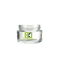 1oz clear child resistant glass jar with black lid