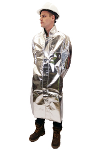 Aluminized coat 48 long snap closure front view